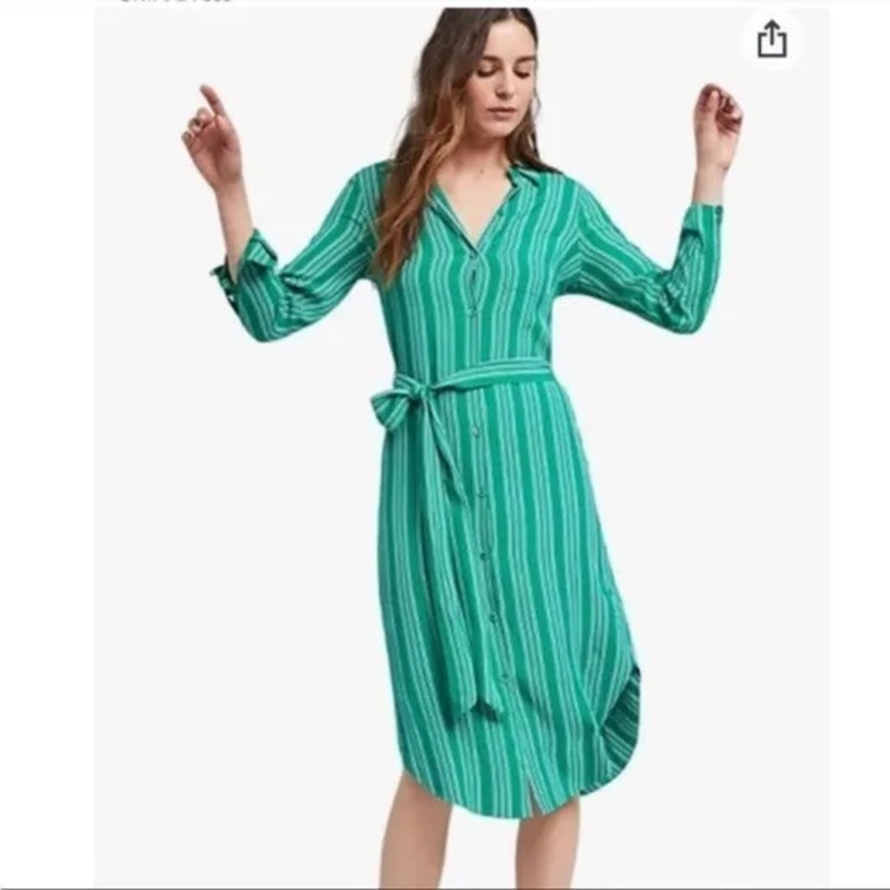 Maeve by Anthropologie size 2 green striped midi dress